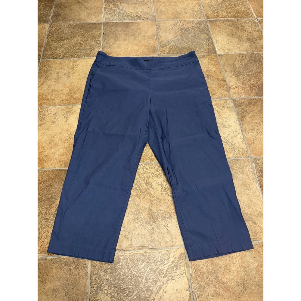 Counterparts Women Navy Blue Pull On Crop Pants Size 3X Elastic Waist Straight